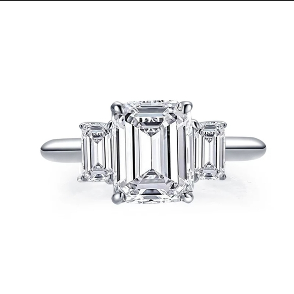 Sona Emerald Cut Diamond Ring S7 - Picture 3 of 9
